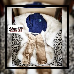 Polo by Ralph Lauren Navy Blue Shirt and Khaki Pants Kids Matching Set